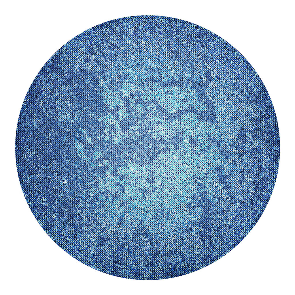 Acid Wash Denim Jeans Pattern Print Round Blanket