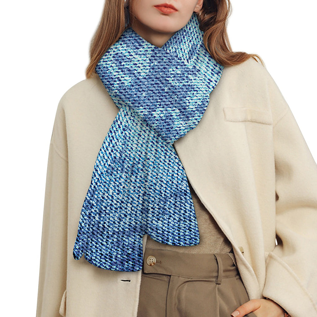 Acid Wash Denim Jeans Pattern Print Scarf