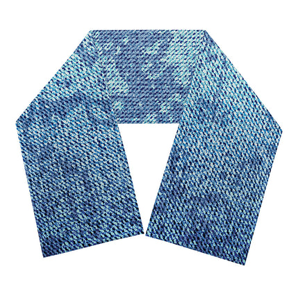 Acid Wash Denim Jeans Pattern Print Scarf