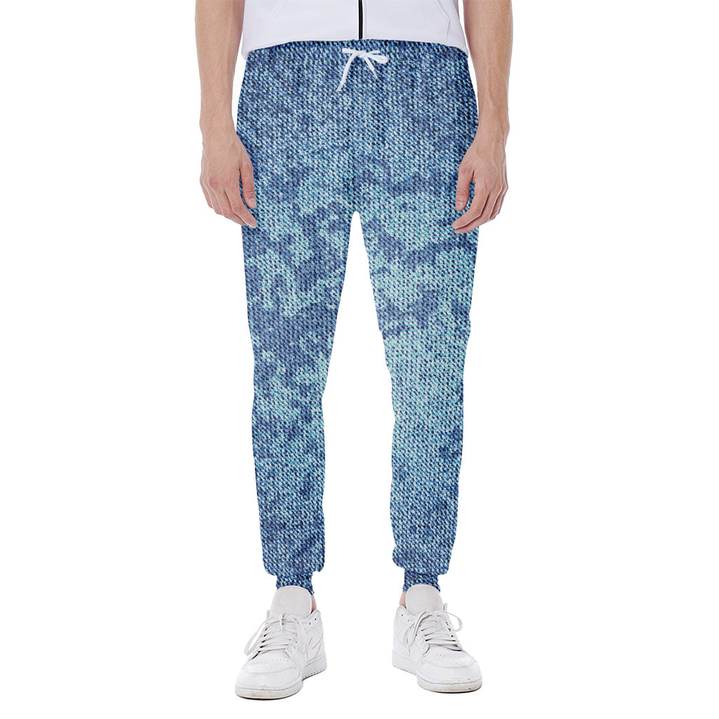Acid Wash Denim Jeans Pattern Print Scuba Joggers