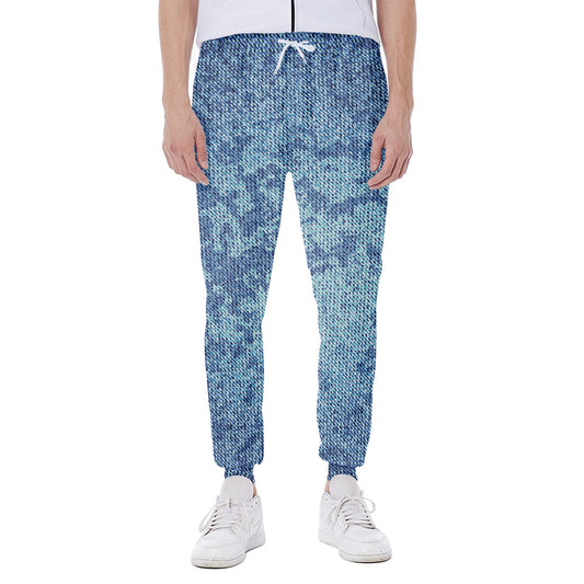 Acid Wash Denim Jeans Pattern Print Scuba Joggers