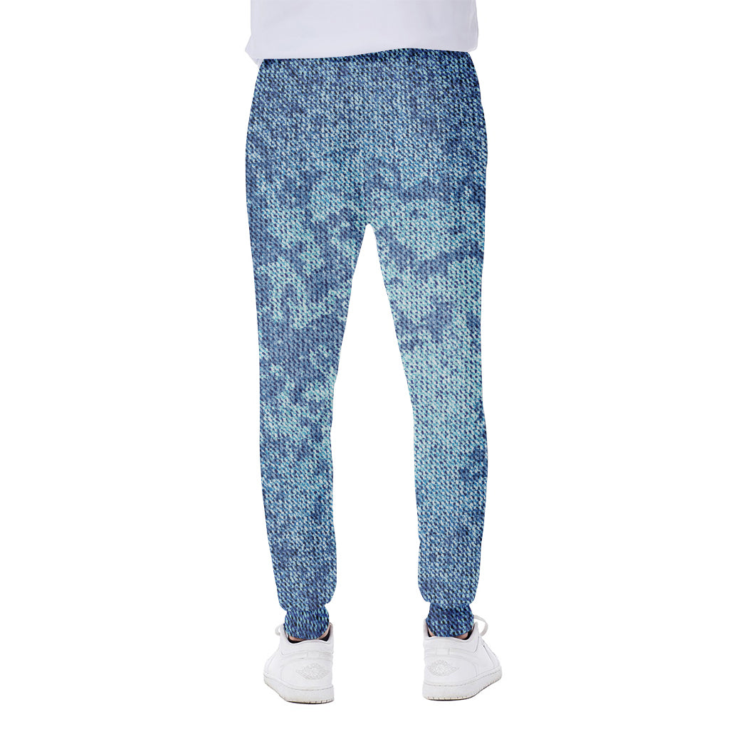 Acid Wash Denim Jeans Pattern Print Scuba Joggers