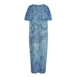 Acid Wash Denim Jeans Pattern Print Short Sleeve Long Nightdress