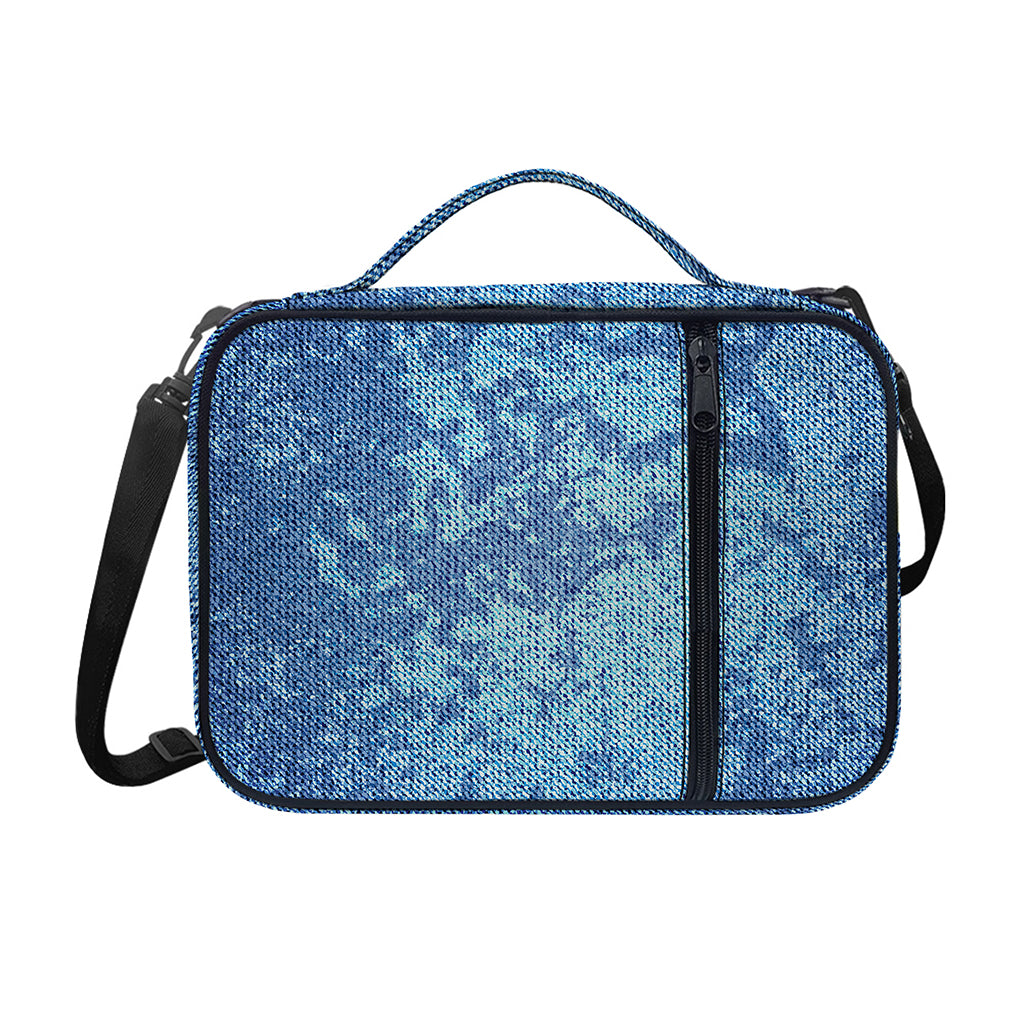 Acid Wash Denim Jeans Pattern Print Shoulder Strap Bible Bag