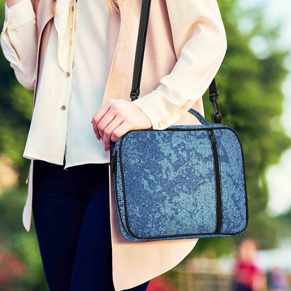 Acid Wash Denim Jeans Pattern Print Shoulder Strap Bible Bag