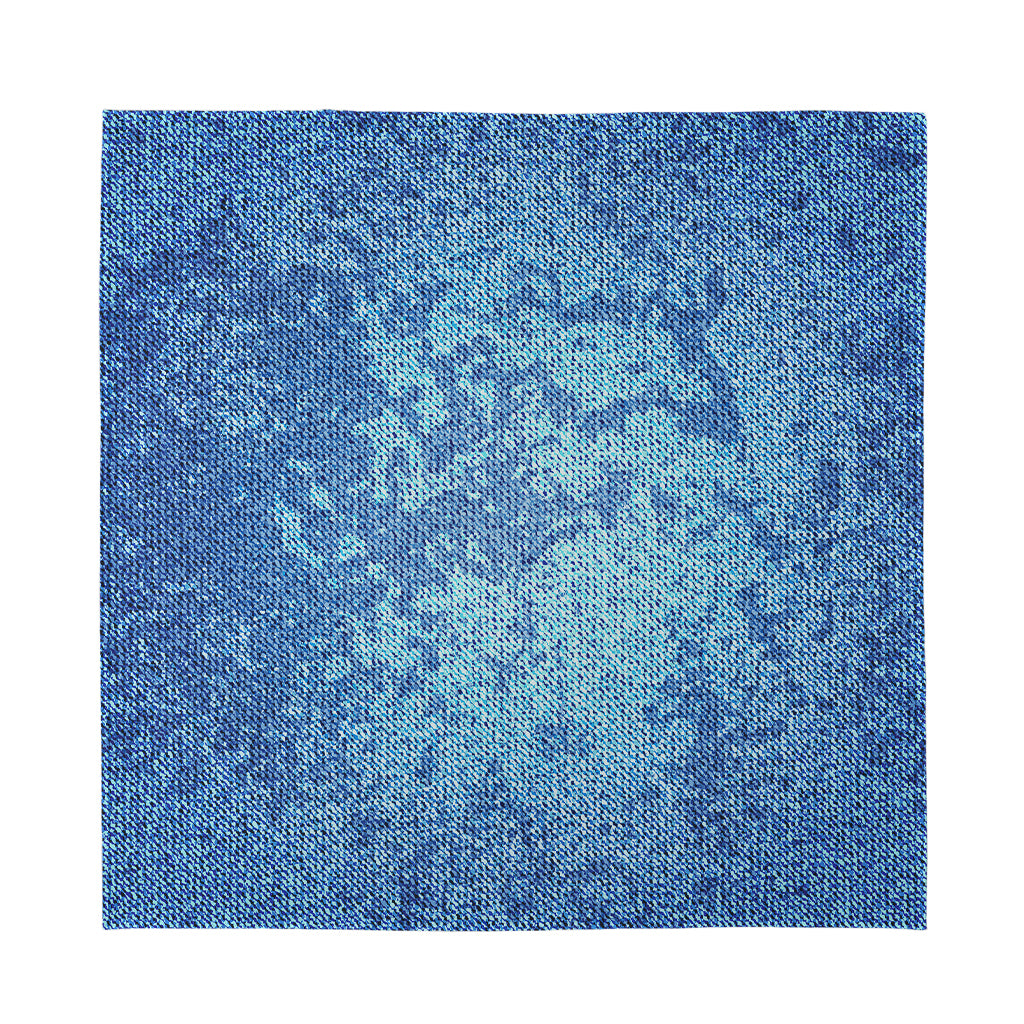 Acid Wash Denim Jeans Pattern Print Silk Bandana