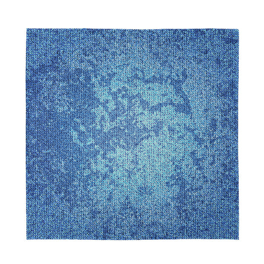 Acid Wash Denim Jeans Pattern Print Silk Bandana