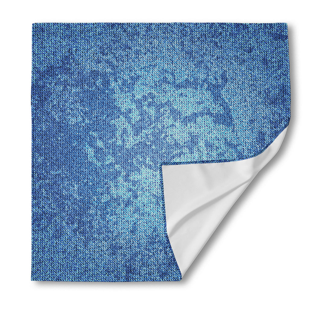 Acid Wash Denim Jeans Pattern Print Silk Bandana