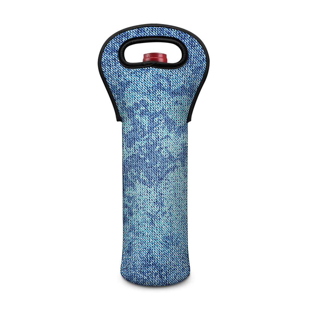 Acid Wash Denim Jeans Pattern Print Single Neoprene Wine Tote