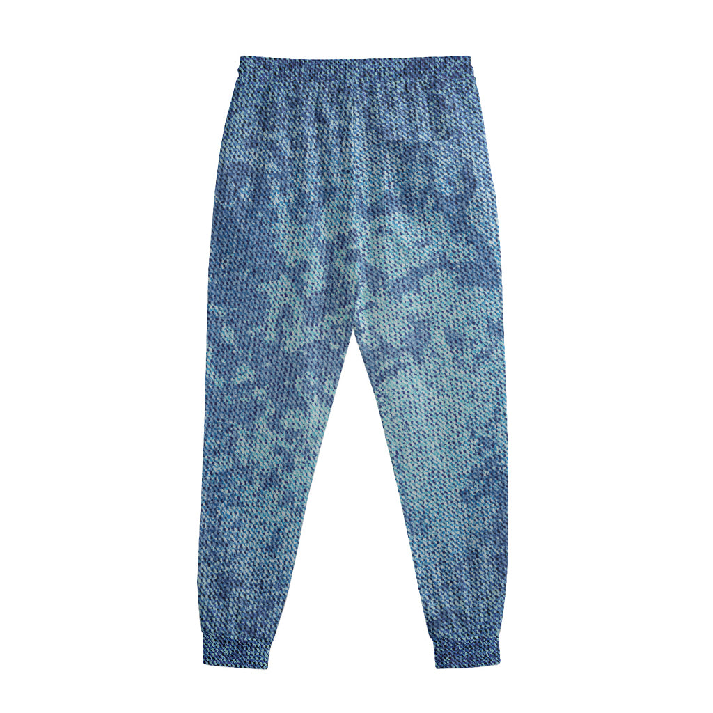 Acid Wash Denim Jeans Pattern Print Sweatpants