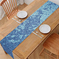 Acid Wash Denim Jeans Pattern Print Table Runner
