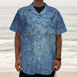 Acid Wash Denim Jeans Pattern Print Textured Short Sleeve Shirt
