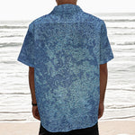 Acid Wash Denim Jeans Pattern Print Textured Short Sleeve Shirt