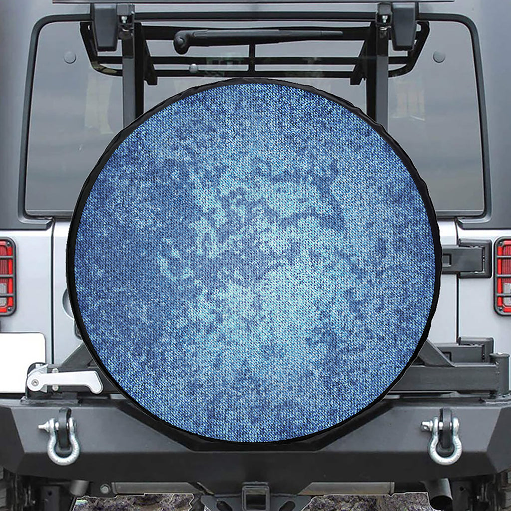 Acid Wash Denim Jeans Pattern Print Tire Cover