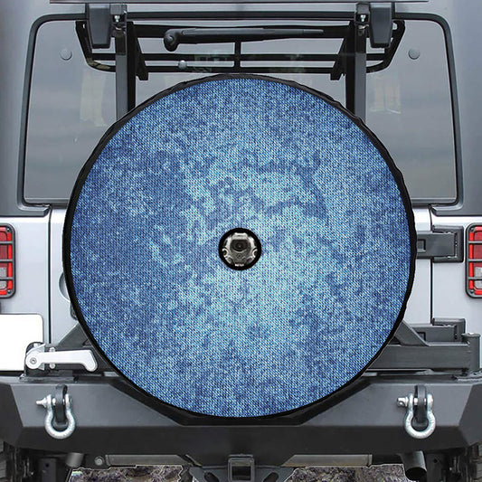 Acid Wash Denim Jeans Pattern Print Tire Cover With Camera Hole