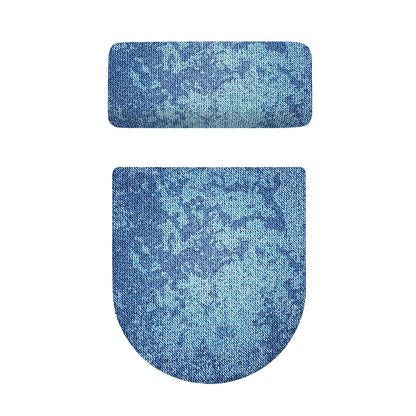 Acid Wash Denim Jeans Pattern Print Toilet Lid And Tank Cover Set