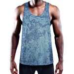 Acid Wash Denim Jeans Pattern Print Training Tank Top