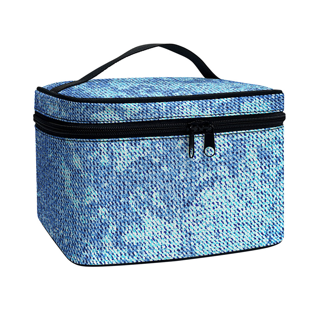 Acid Wash Denim Jeans Pattern Print Travel Makeup Bag