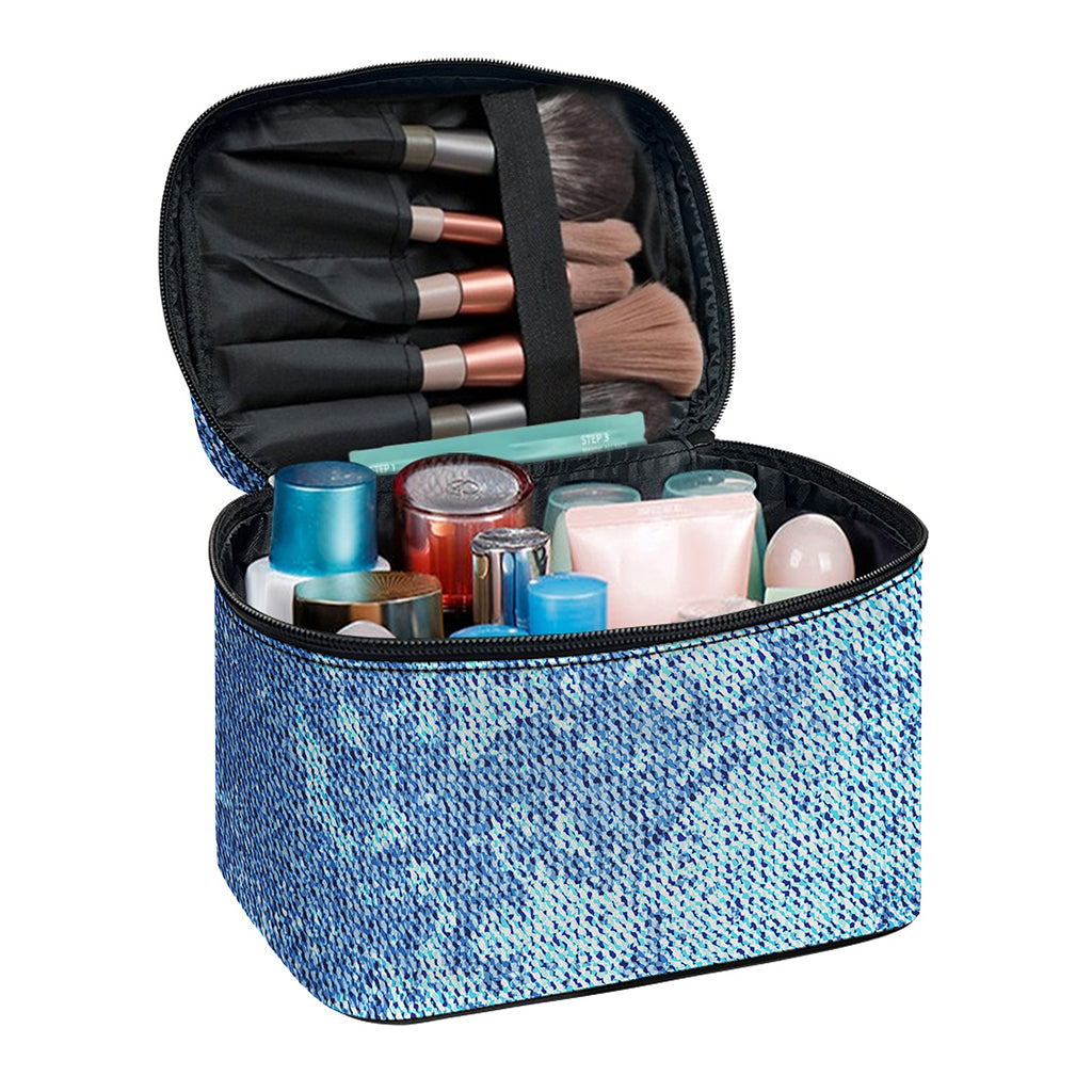 Acid Wash Denim Jeans Pattern Print Travel Makeup Bag