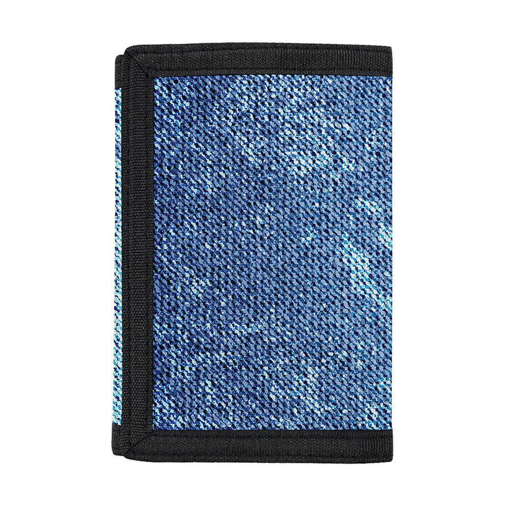 Acid Wash Denim Jeans Pattern Print Trifold Wallet