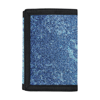 Acid Wash Denim Jeans Pattern Print Trifold Wallet