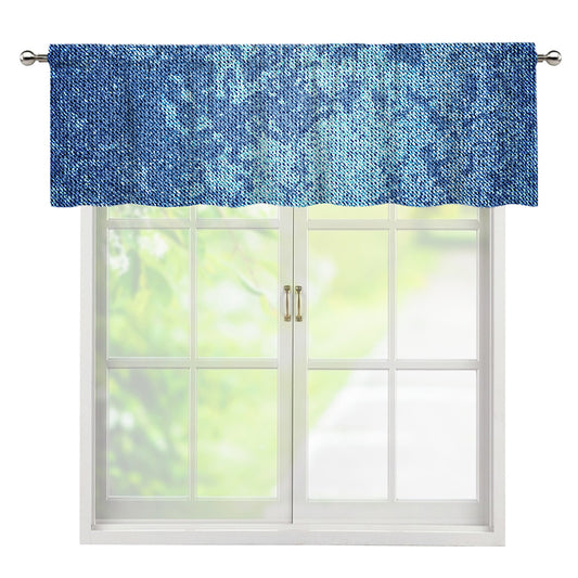 Acid Wash Denim Jeans Pattern Print Window Valance