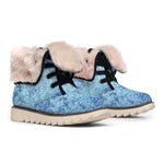 Acid Wash Denim Jeans Pattern Print Winter Boots