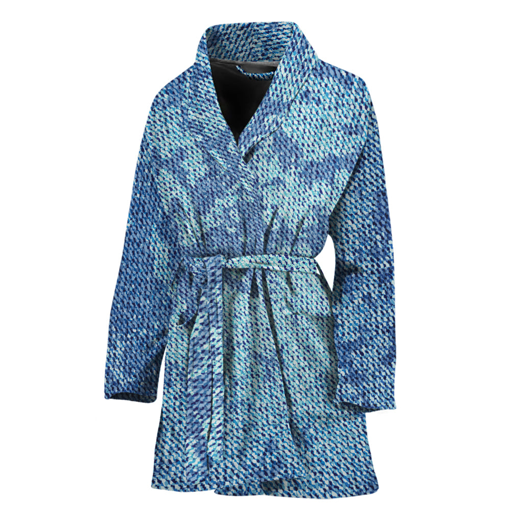 Acid Wash Denim Jeans Pattern Print Women's Bathrobe