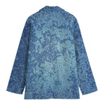 Acid Wash Denim Jeans Pattern Print Women's Blazer