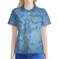 Acid Wash Denim Jeans Pattern Print Women's Polo Shirt