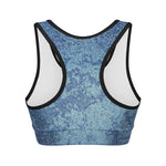 Acid Wash Denim Jeans Pattern Print Women's Sports Bra