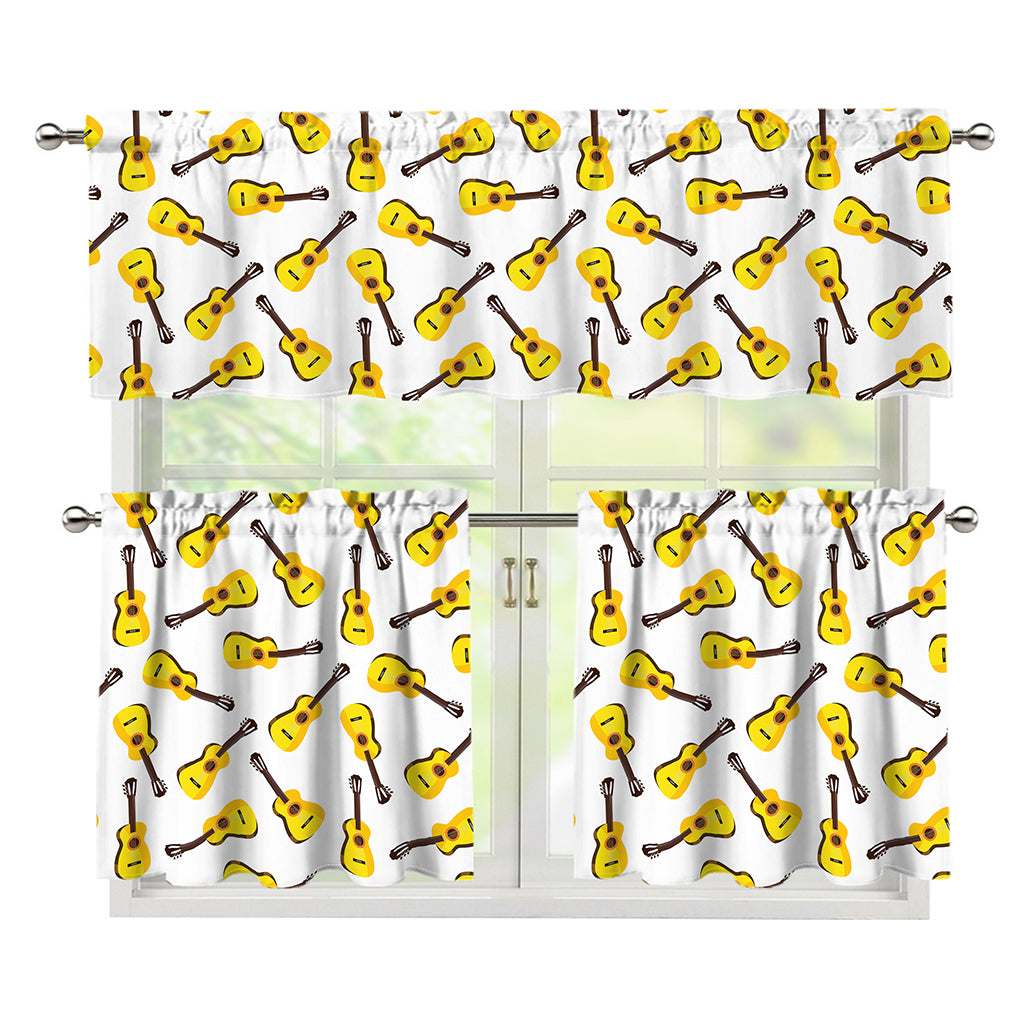 Acoustic Guitar Pattern Print 3 Piece Kitchen Curtains