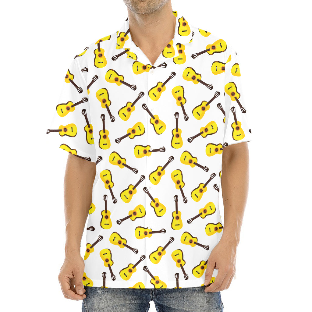 Acoustic Guitar Pattern Print Aloha Shirt