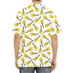 Acoustic Guitar Pattern Print Aloha Shirt