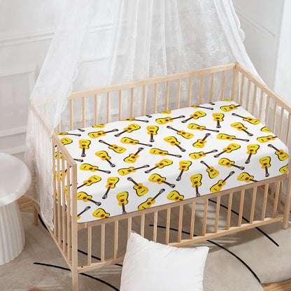 Acoustic Guitar Pattern Print Baby Crib Sheet