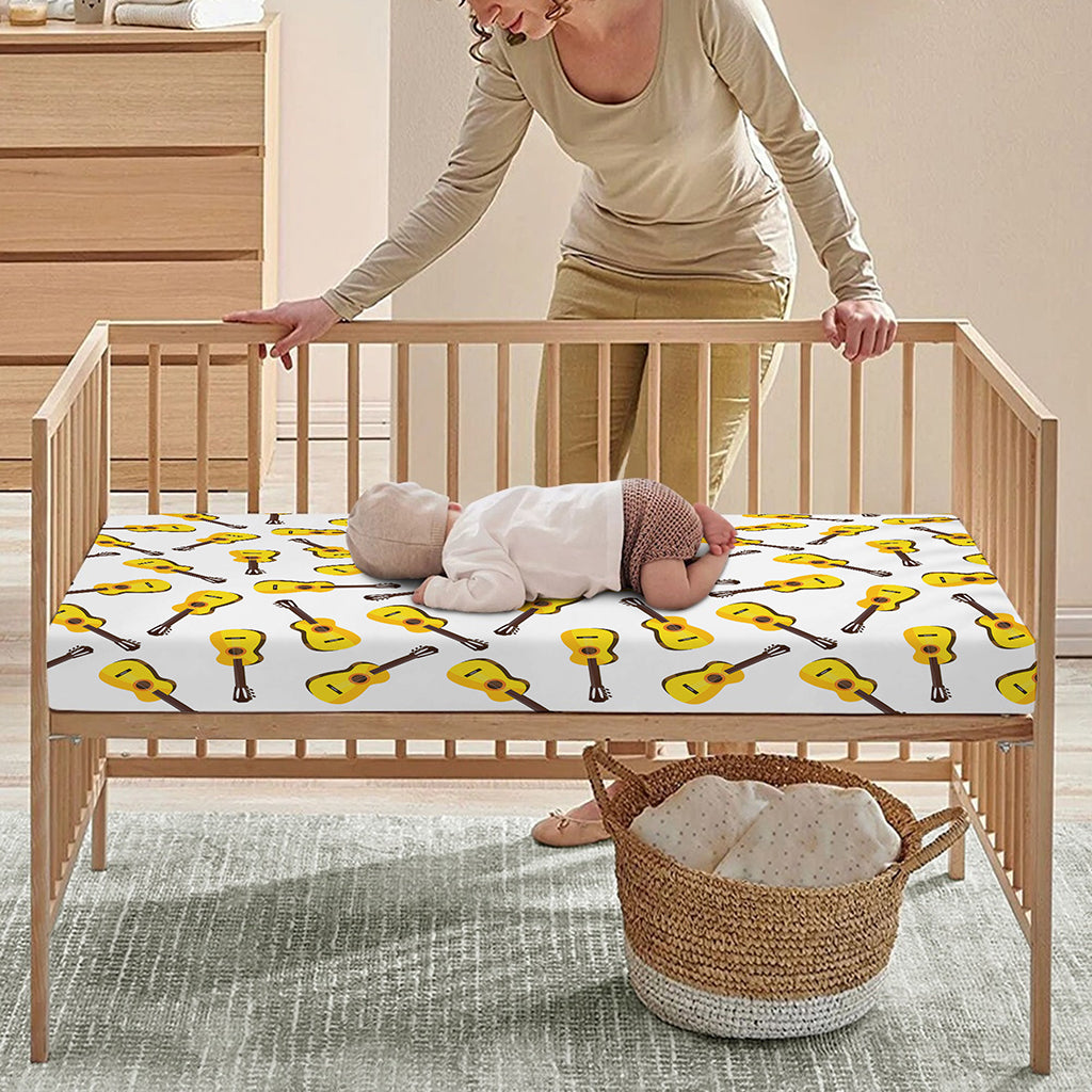 Acoustic Guitar Pattern Print Baby Crib Sheet