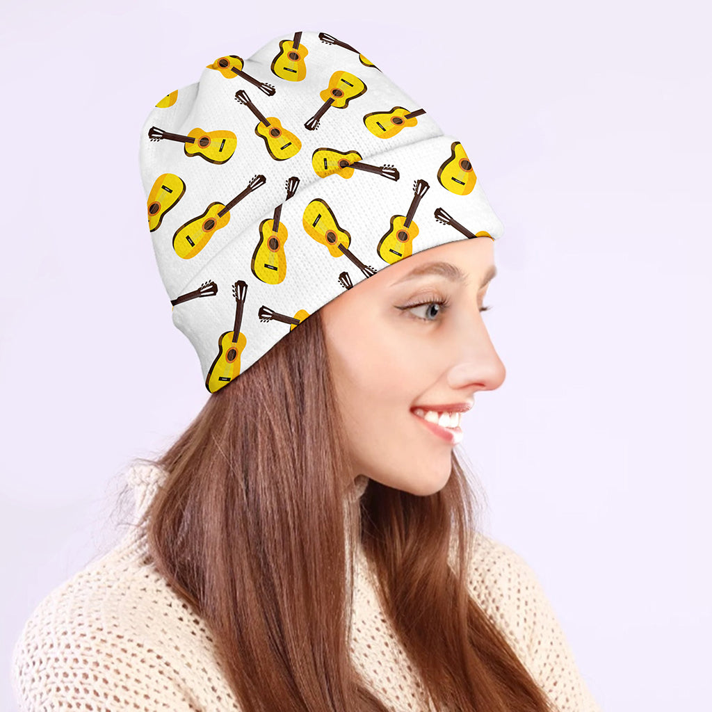 Acoustic Guitar Pattern Print Beanie