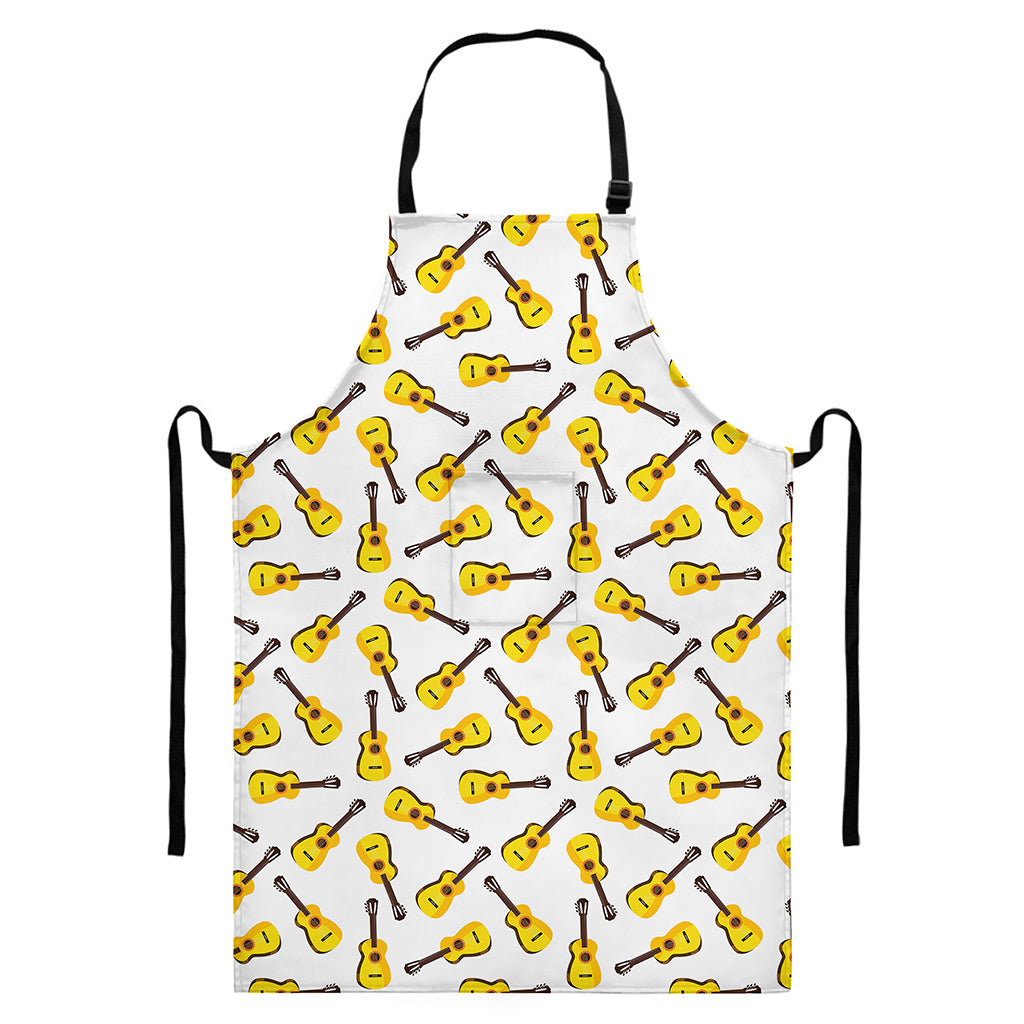 Acoustic Guitar Pattern Print Bib Apron With Pocket