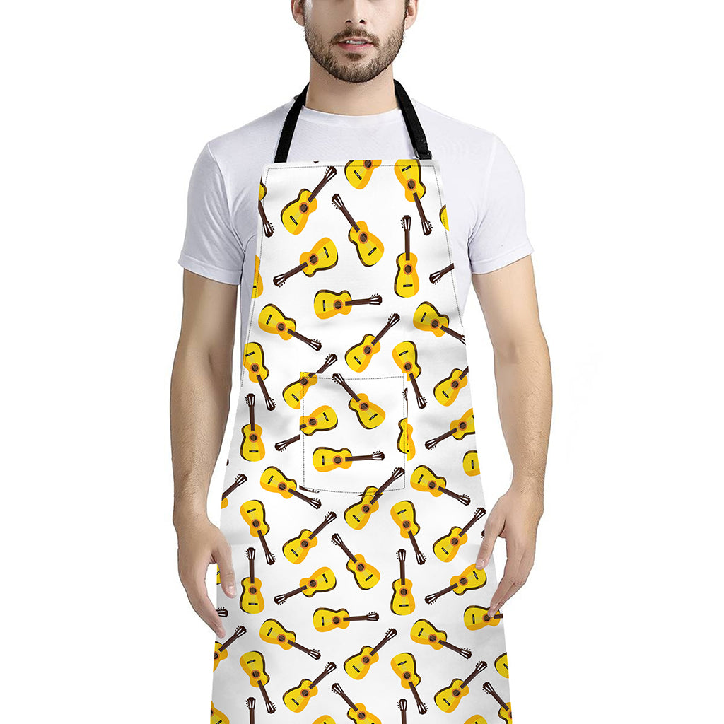 Acoustic Guitar Pattern Print Bib Apron With Pocket