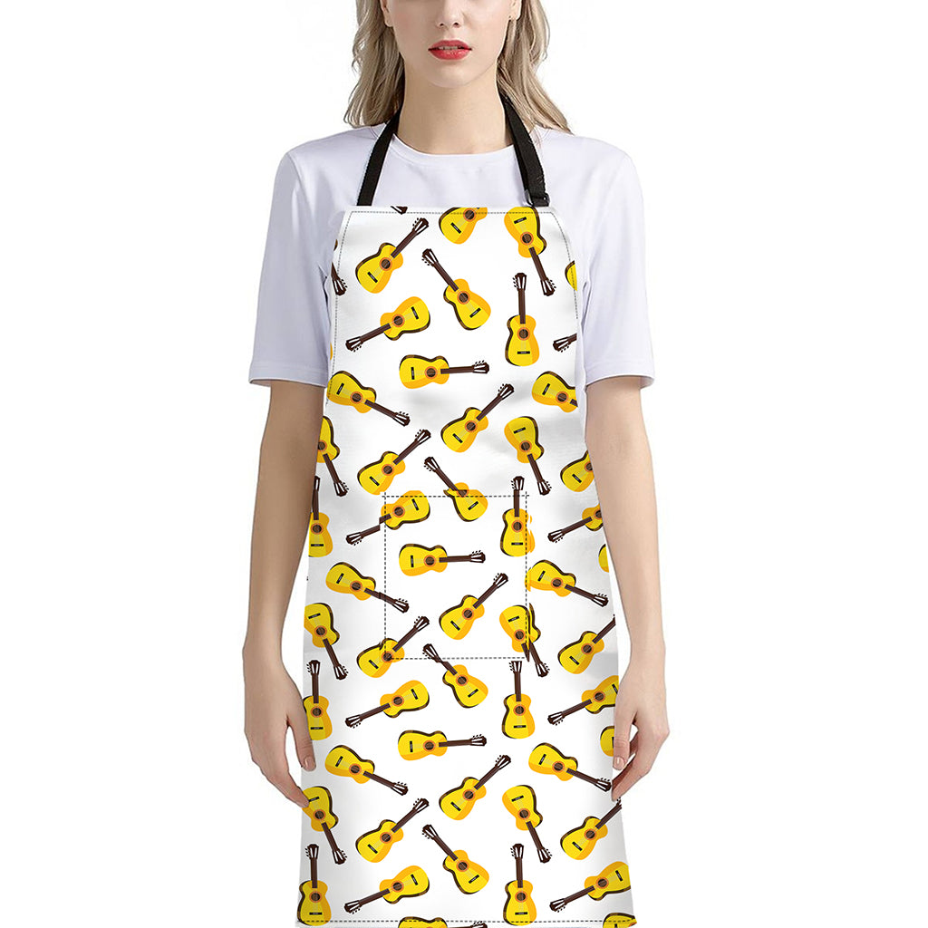 Acoustic Guitar Pattern Print Bib Apron With Pocket