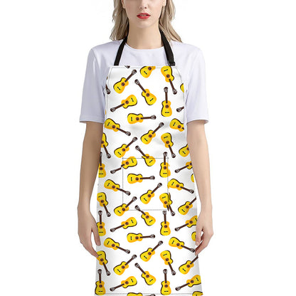 Acoustic Guitar Pattern Print Bib Apron With Pocket