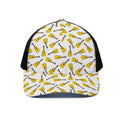 Acoustic Guitar Pattern Print Black Mesh Trucker Hat