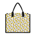 Acoustic Guitar Pattern Print Canvas Tote Bag