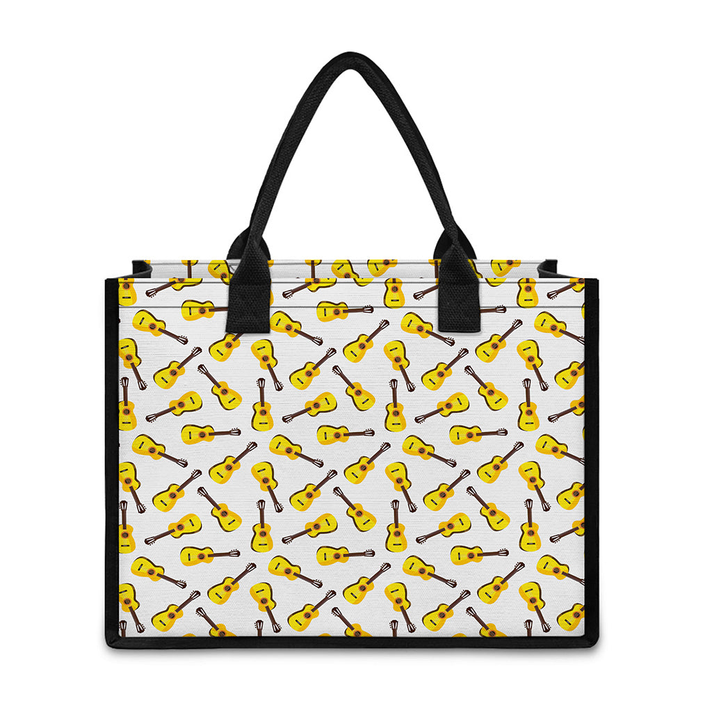 Acoustic Guitar Pattern Print Canvas Tote Bag