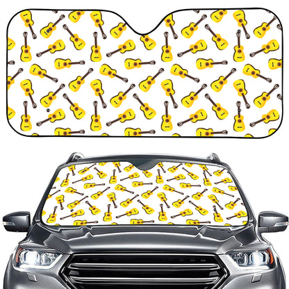 Acoustic Guitar Pattern Print Car Windshield Sun Shade