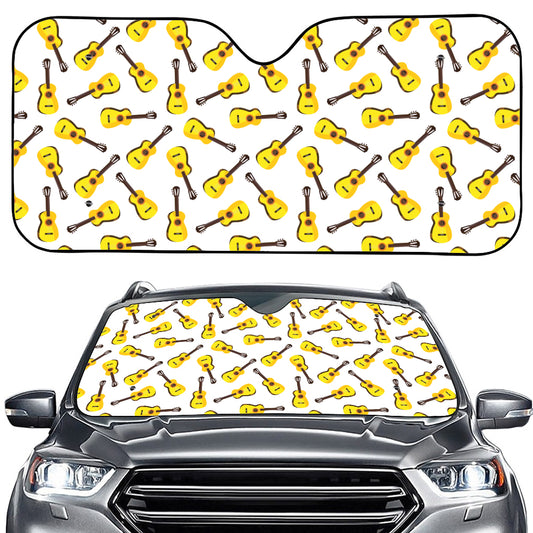 Acoustic Guitar Pattern Print Car Windshield Sun Shade