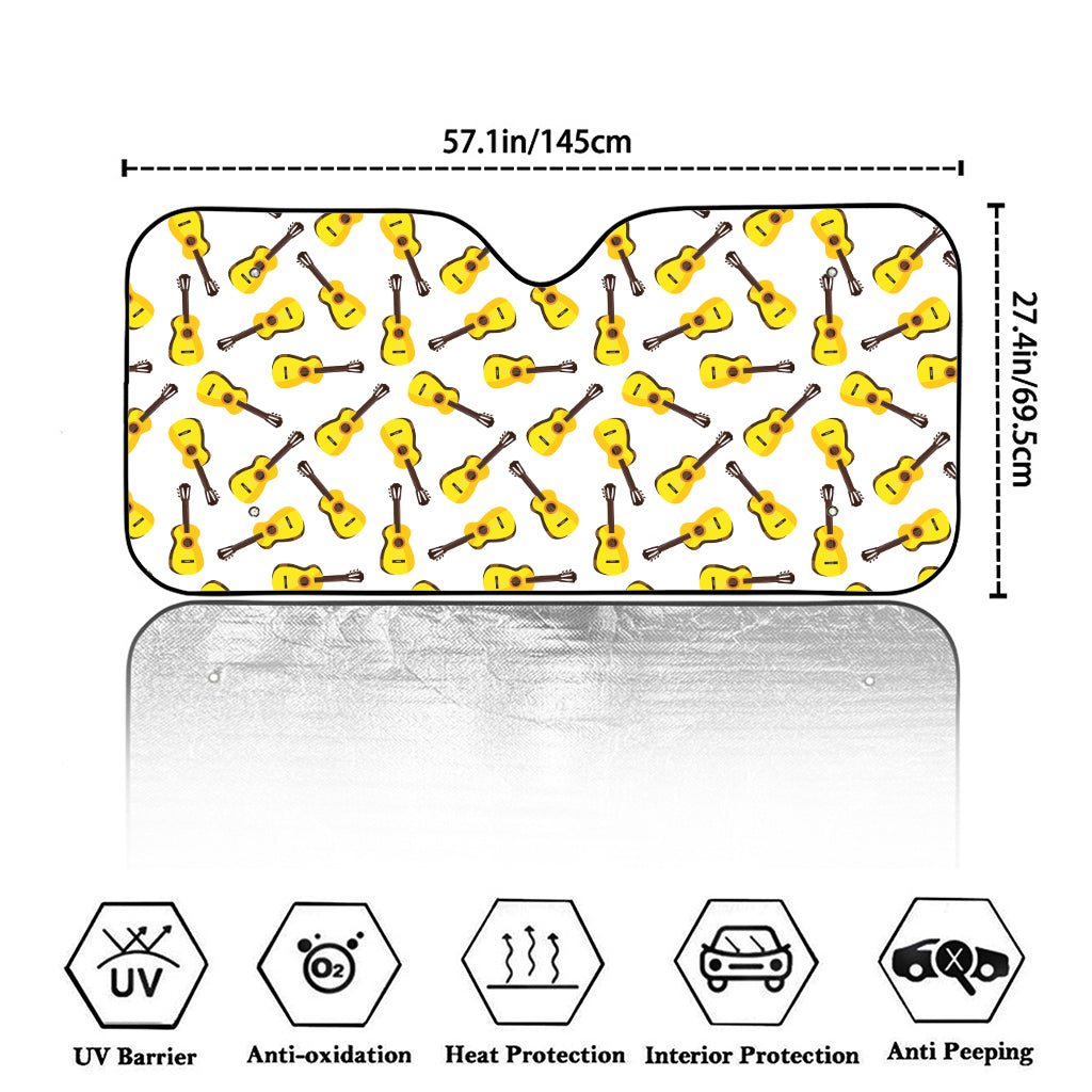 Acoustic Guitar Pattern Print Car Windshield Sun Shade