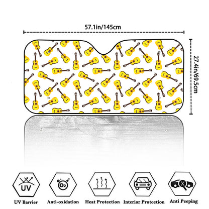 Acoustic Guitar Pattern Print Car Windshield Sun Shade
