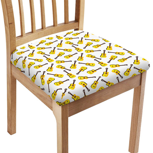 Acoustic Guitar Pattern Print Chair Cushion Cover