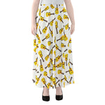 Acoustic Guitar Pattern Print Chiffon Maxi Skirt